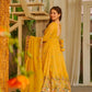 Teal Crunchy Silk Embroidered Gown Sharara Set with Dupatta