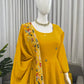Teal Crunchy Silk Embroidered Gown Sharara Set with Dupatta