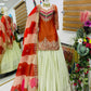 Teal Fandy Silk Embroidered Sequin Top with Crepe Silk Flared Lehenga & Printed Organza Dupatta | Wedding Festive Wear