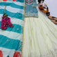 Teal Fandy Silk Embroidered Sequin Top with Crepe Silk Flared Lehenga & Printed Organza Dupatta | Wedding Festive Wear