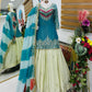 Teal Fandy Silk Embroidered Sequin Top with Crepe Silk Flared Lehenga & Printed Organza Dupatta | Wedding Festive Wear