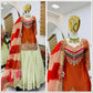 Teal Fandy Silk Embroidered Sequin Top with Crepe Silk Flared Lehenga & Printed Organza Dupatta | Wedding Festive Wear