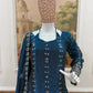 Teal Fendi Satin Heavy Embroidery Suit Set