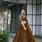 Teal Fendi Silk Embroidery Lehenga Set