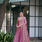 Teal Fendi Silk Embroidery Lehenga Set