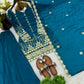 Teal Fendi Silk Sequin Sharara Set