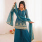 Teal Fendi Silk Sequin Sharara Set