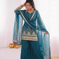 Teal Fendi Silk Sequin Sharara Set