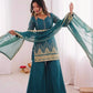 Teal Fendi Silk Sequin Sharara Set