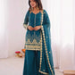 Teal Fendi Silk Sequin Sharara Set