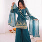 Teal Fendi Silk Sequin Sharara Set