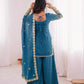Teal Fendi Silk Sequin Sharara Set