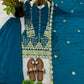 Teal Fendi Silk Sequin Sharara Set