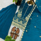 Teal Fendi Silk Sequin Sharara Set