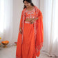 Teal French Crepe Western Dhoti Set for Festive and Party Wear