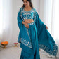 Teal French Crepe Western Dhoti Set for Festive and Party Wear