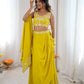 Teal French Crepe Western Dhoti Set for Festive and Party Wear