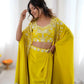 Teal French Crepe Western Dhoti Set for Festive and Party Wear