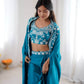 Teal French Crepe Western Dhoti Set for Festive and Party Wear