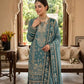 Teal Georgette Kurta Pant Set with Dupatta
