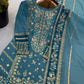 Teal Georgette Kurta Pant Set with Dupatta