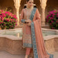 Teal Georgette Kurta Pant Set with Dupatta