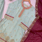 Teal Georgette Kurta Pant Set with Dupatta