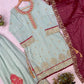 Teal Georgette Kurta Pant Set with Dupatta