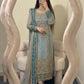 Teal Georgette Kurta Pant Set with Dupatta