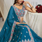 Teal Georgette Lehenga With Mughal Embroidery