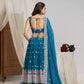 Teal Georgette Lehenga With Mughal Embroidery