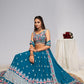Teal Georgette Lehenga With Mughal Embroidery