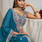 Teal Georgette Lehenga With Mughal Embroidery