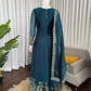 Teal JMC Silk Embroidered Palazzo Suit Set for Festive and Wedding Wear