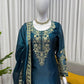 Teal JMC Silk Embroidered Palazzo Suit Set for Festive and Wedding Wear