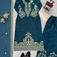 Teal JMC Silk Embroidered Palazzo Suit Set for Festive and Wedding Wear