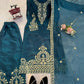 Teal JMC Silk Embroidered Palazzo Suit Set for Festive and Wedding Wear