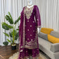 Teal JMC Silk Embroidered Palazzo Suit Set for Festive and Wedding Wear