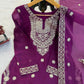 Teal JMC Silk Embroidered Palazzo Suit Set for Festive and Wedding Wear