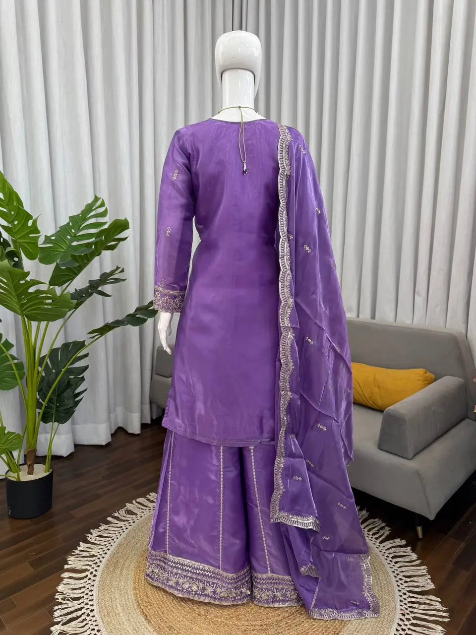 Teal JMC Silk Embroidered Palazzo Suit Set for Festive and Wedding Wear