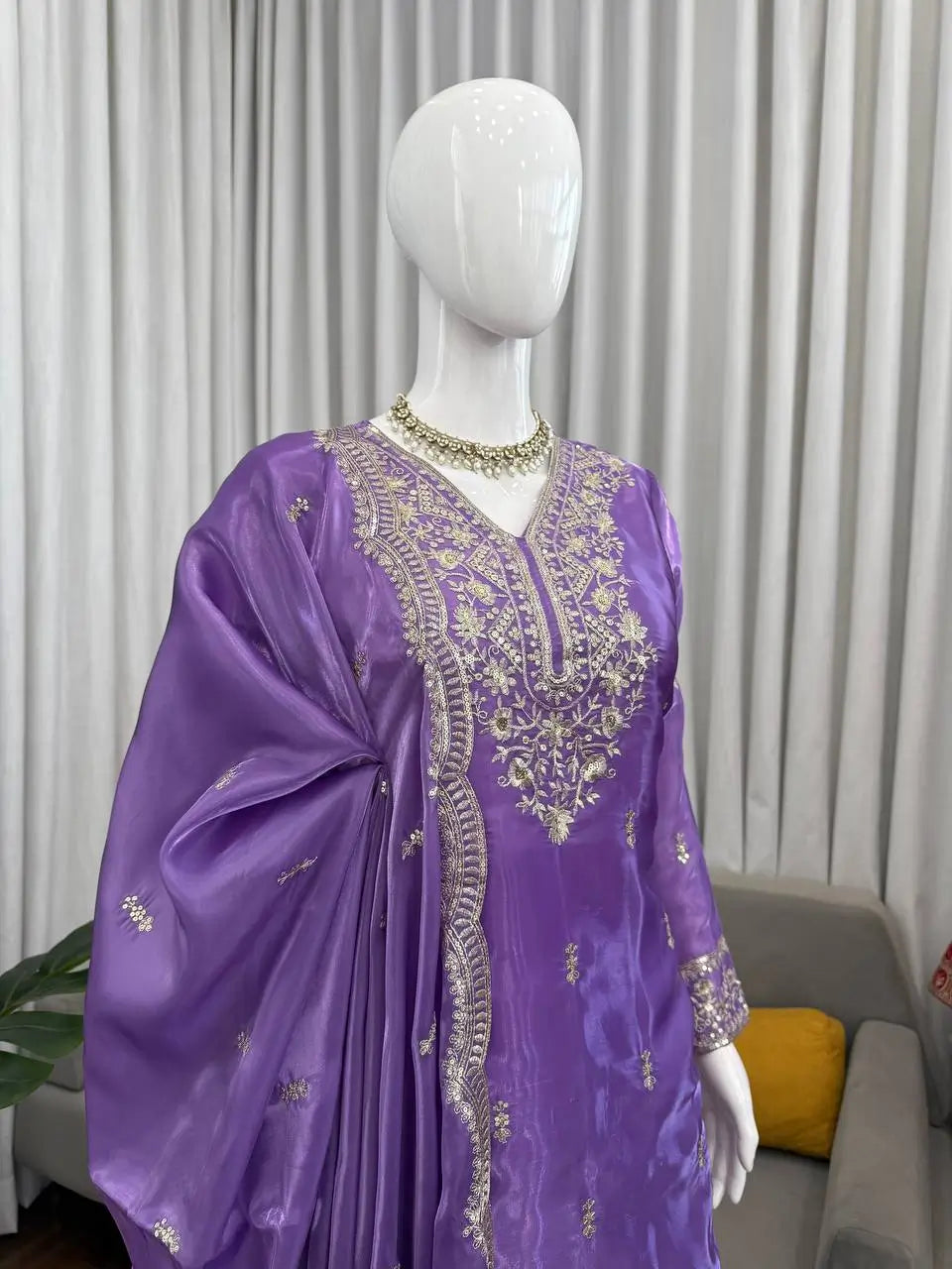Teal JMC Silk Embroidered Palazzo Suit Set for Festive and Wedding Wear