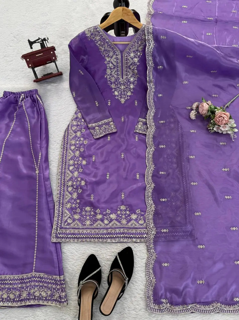 Teal JMC Silk Embroidered Palazzo Suit Set for Festive and Wedding Wear