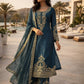 Teal JMC Silk Embroidered Palazzo Suit Set for Festive and Wedding Wear