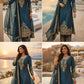 Teal JMC Silk Embroidered Palazzo Suit Set for Festive and Wedding Wear