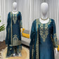 Teal JMC Silk Embroidered Palazzo Suit Set for Festive and Wedding Wear