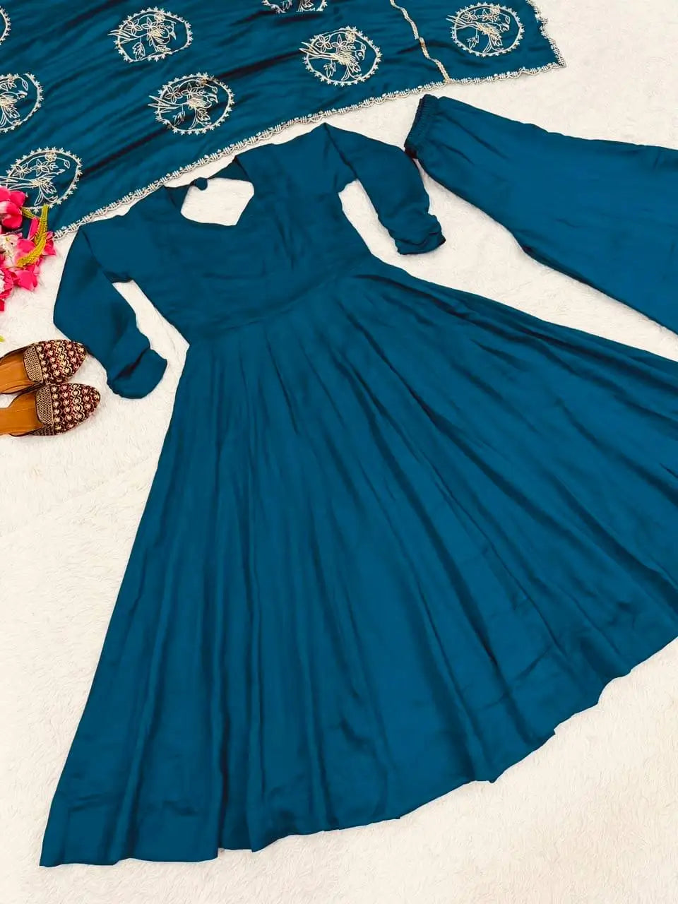 Teal Keyhole Back Anarkali