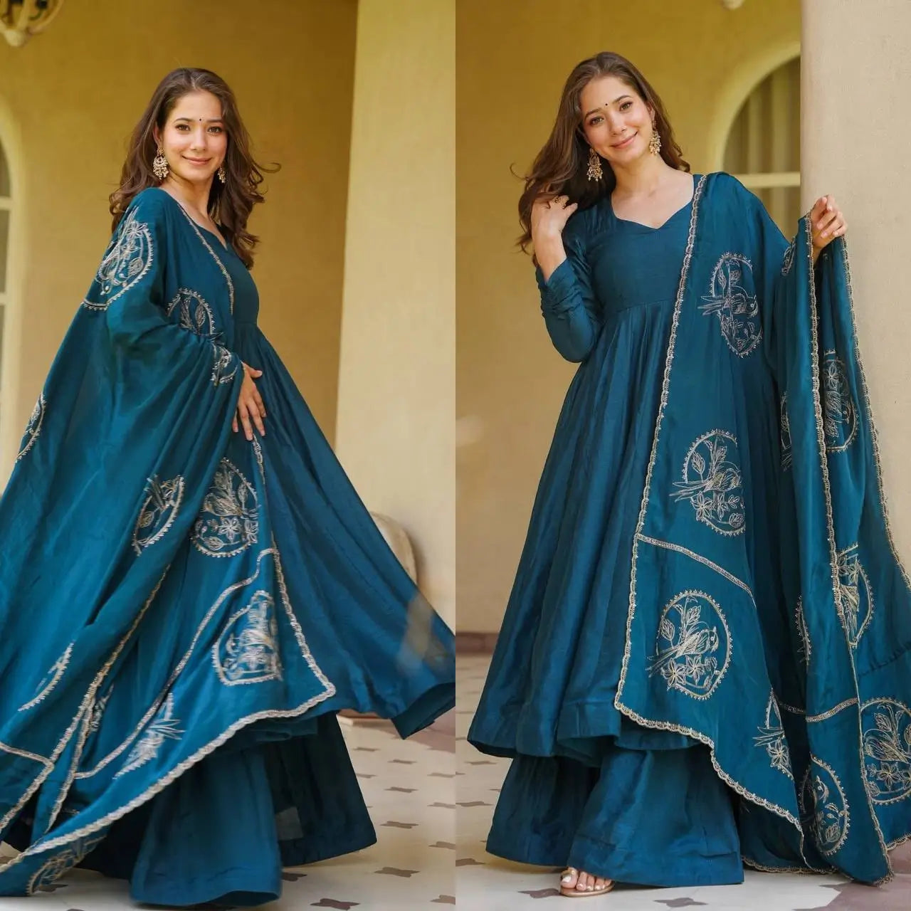 Teal Keyhole Back Anarkali
