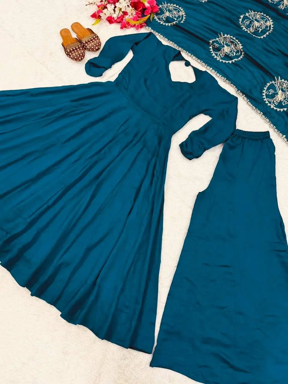 Teal Keyhole Back Anarkali