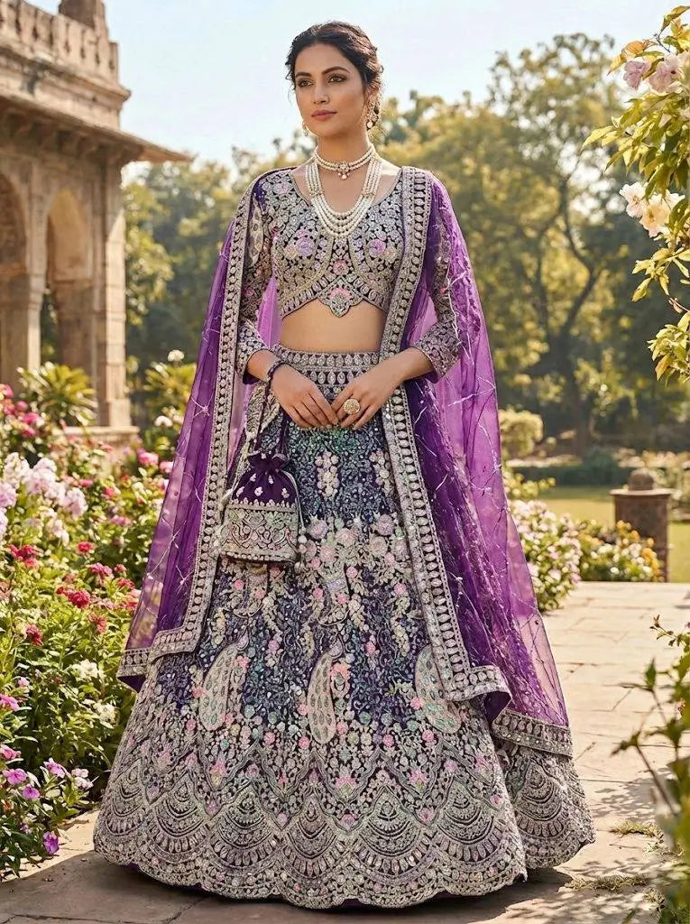 Teal Peacock Embroidered Butterfly Net Lehenga Set for Weddings and Grand Festive Occasions