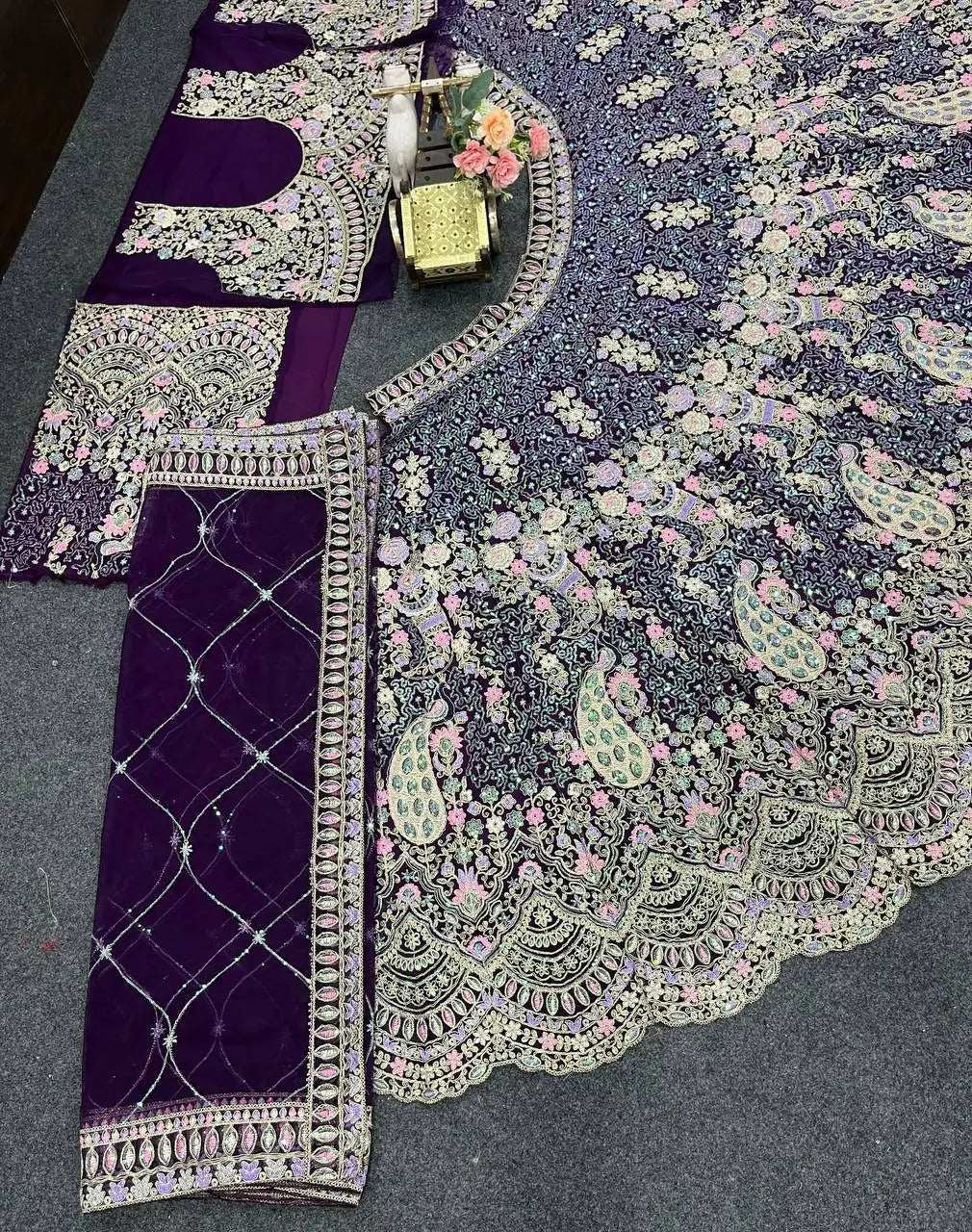 Teal Peacock Embroidered Butterfly Net Lehenga Set for Weddings and Grand Festive Occasions